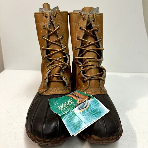 VERY GOOD L. L. Bean Men's 8" Bean Boots VINTAGE Leather Tan / Brown 8 Wide EE - Picture 1 of 15